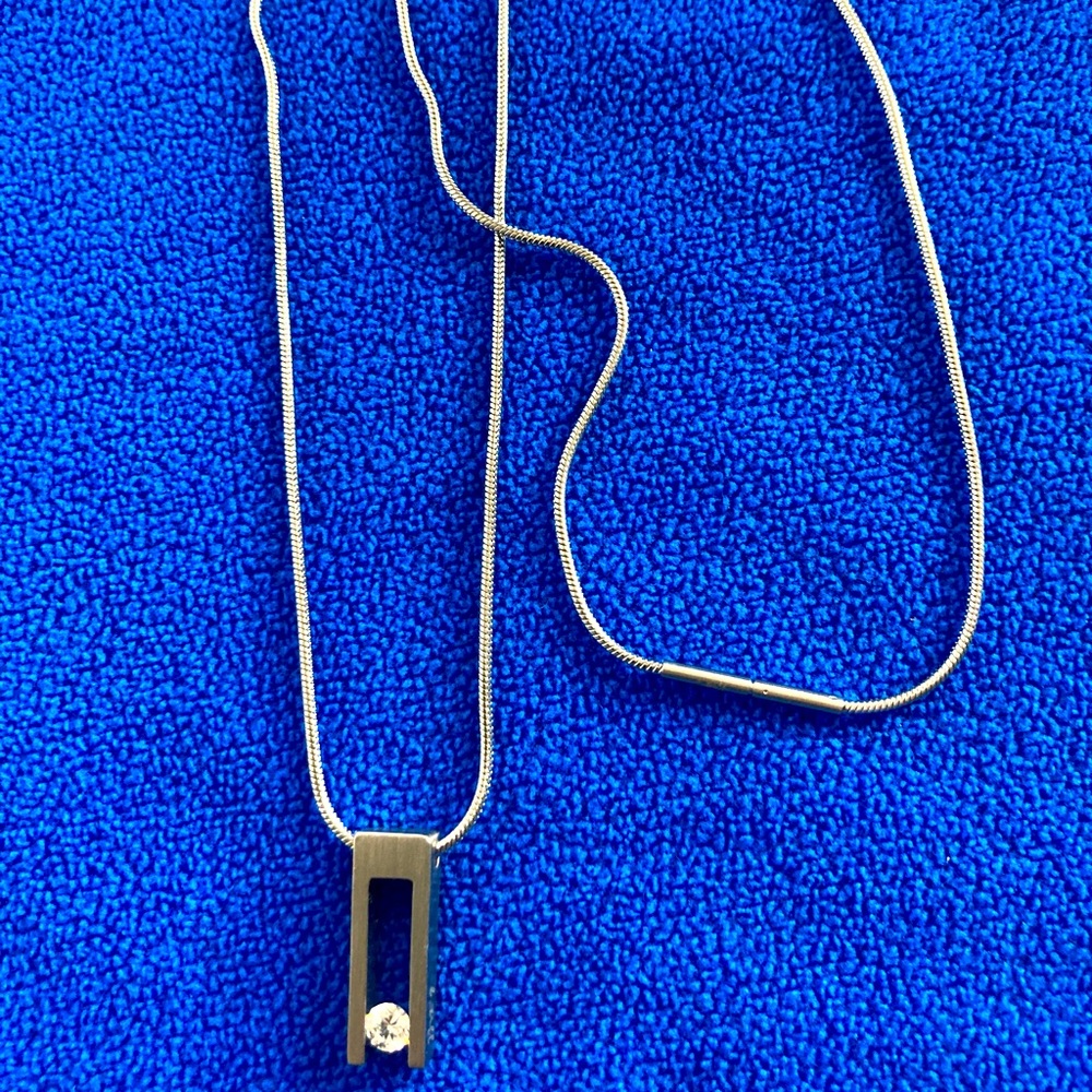 B. Tiff NY Stainless Steel and CZ Necklace